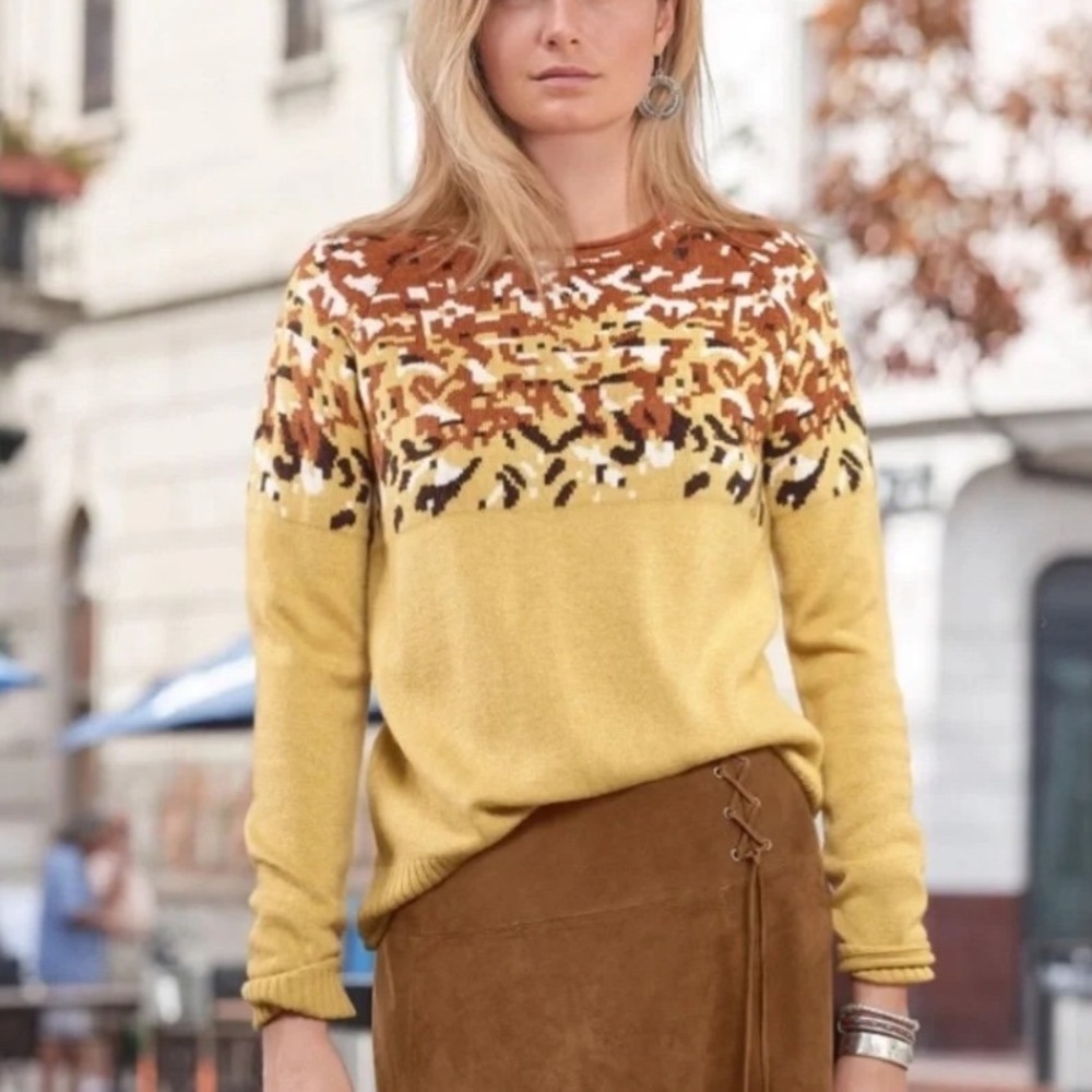 Sundance Artist's Desire Pullover Sweater Small Lambswool Cashmere Boho Yellow